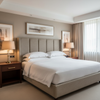 Woven Linen Texture Neutral Taupe Upholstered Headboard | Architectural Fabrics