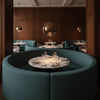 Woven Linen Texture Deep Teal Upholstered Banquette | Architectural Fabrics