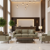 Linen Weave Texture Olive Drab Upholstered Sofa | Architectural Fabrics