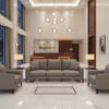 Smooth Faux Leather Soft Grey Upholstered Sofa | Architectural Fabrics