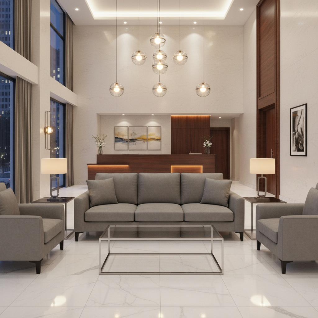 Smooth Faux Leather Soft Grey Upholstered Sofa | Architectural Fabrics