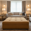Smooth Matte Finish Caramel Tan Upholstered Ottoman | Architectural Fabrics