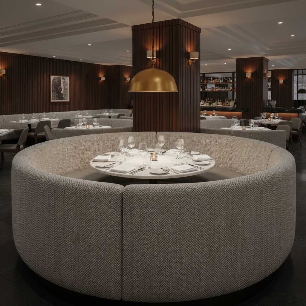 Rum Punch - Fog Upholstered Banquette | Architectural Fabrics