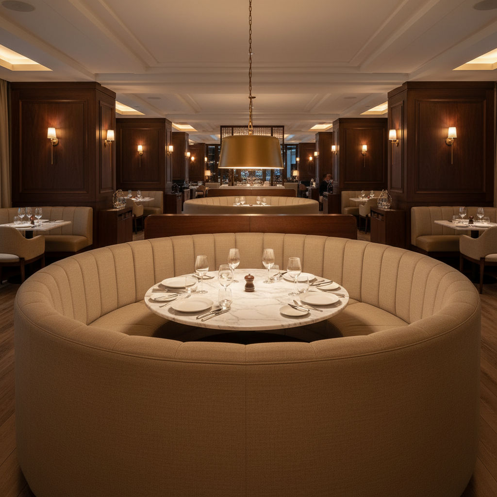 Soper Hole - Sand Upholstered Banquette | Architectural Fabrics