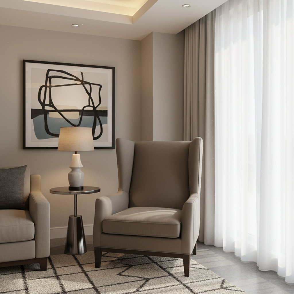 Smooth Matte Texture Muted Taupe Upholstered Chair | Architectural Fabrics