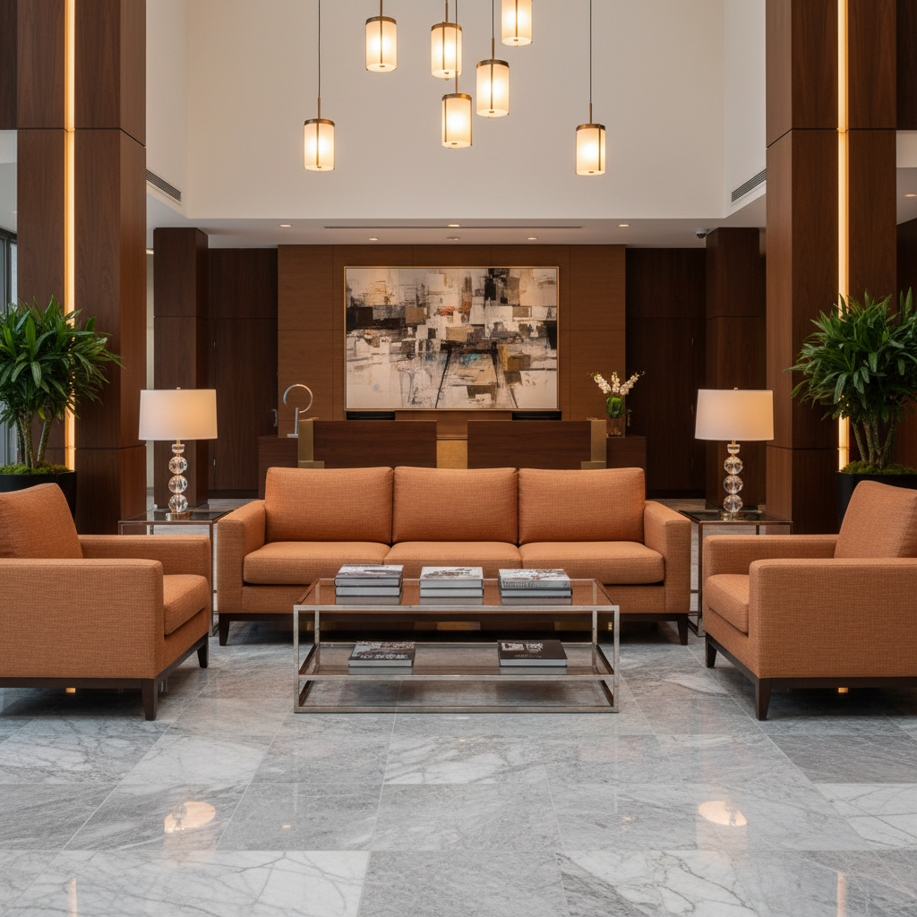 Linen Island - Persimmon Upholstered Sofa | Architectural Fabrics