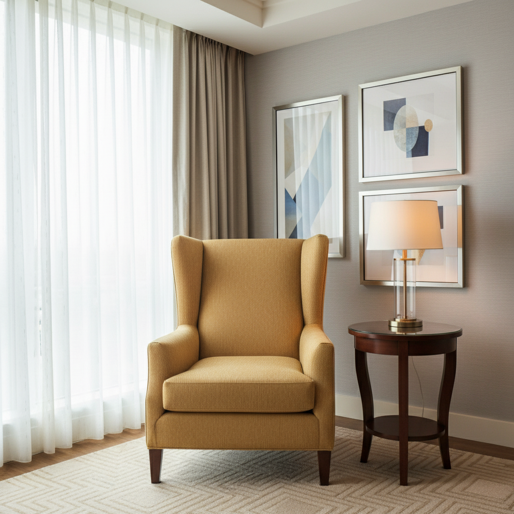 Brushed Vertical Texture Golden Wheat Upholstered Chair | Architectural Fabrics