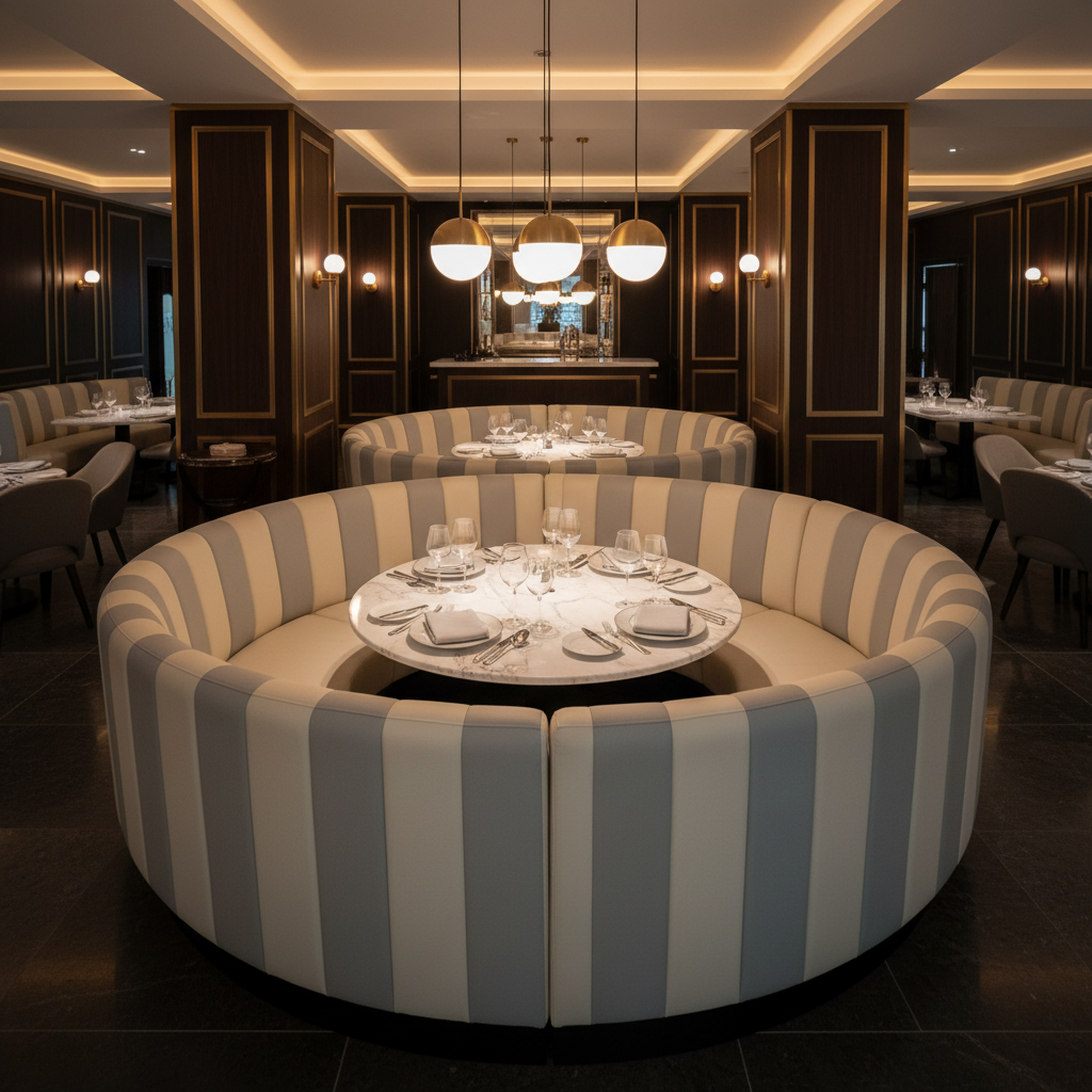 Irvington Ivory Transitional ivory & light gray Upholstered Banquette | Architectural Fabrics