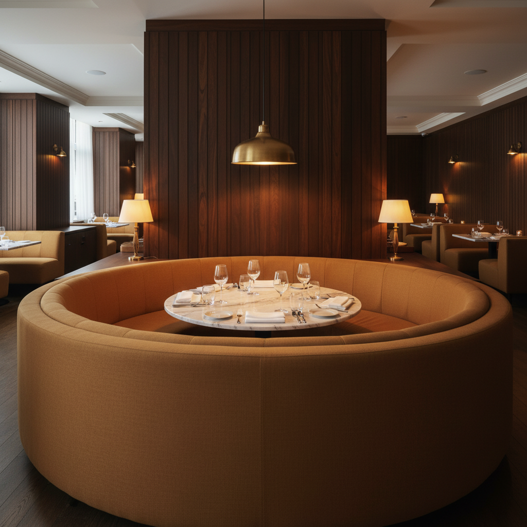 Necker Island - Biscuit Upholstered Banquette | Architectural Fabrics