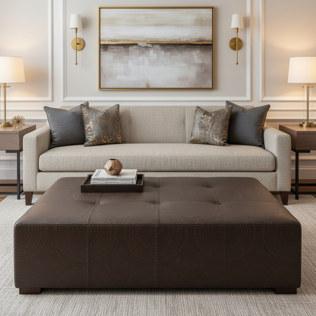 Virgin Gorda - Espresso Upholstered Ottoman | Architectural Fabrics
