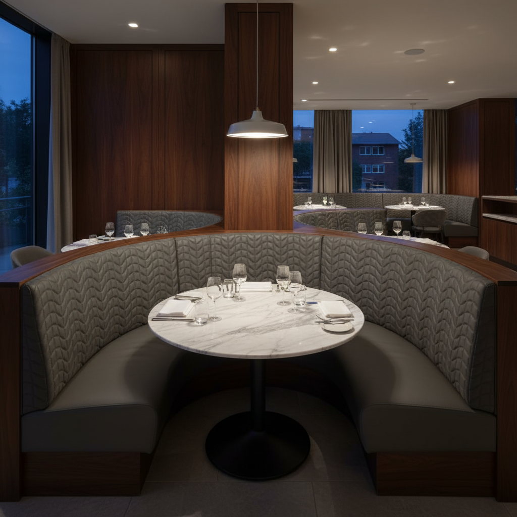 Waterfall Bay - Charcoal Upholstered Banquette | Architectural Fabrics