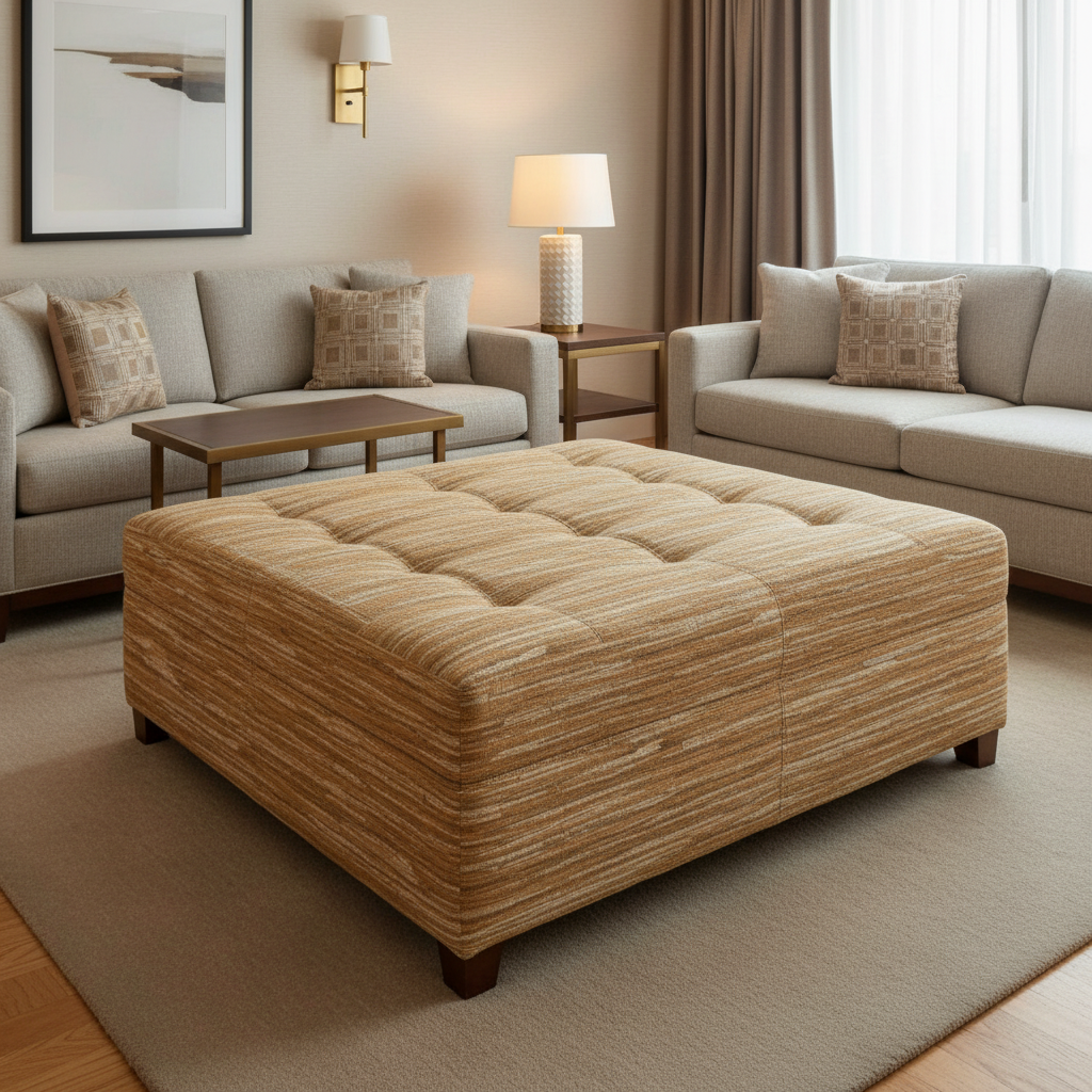 Pigeon Island - Autumn Upholstered Ottoman | Architectural Fabrics