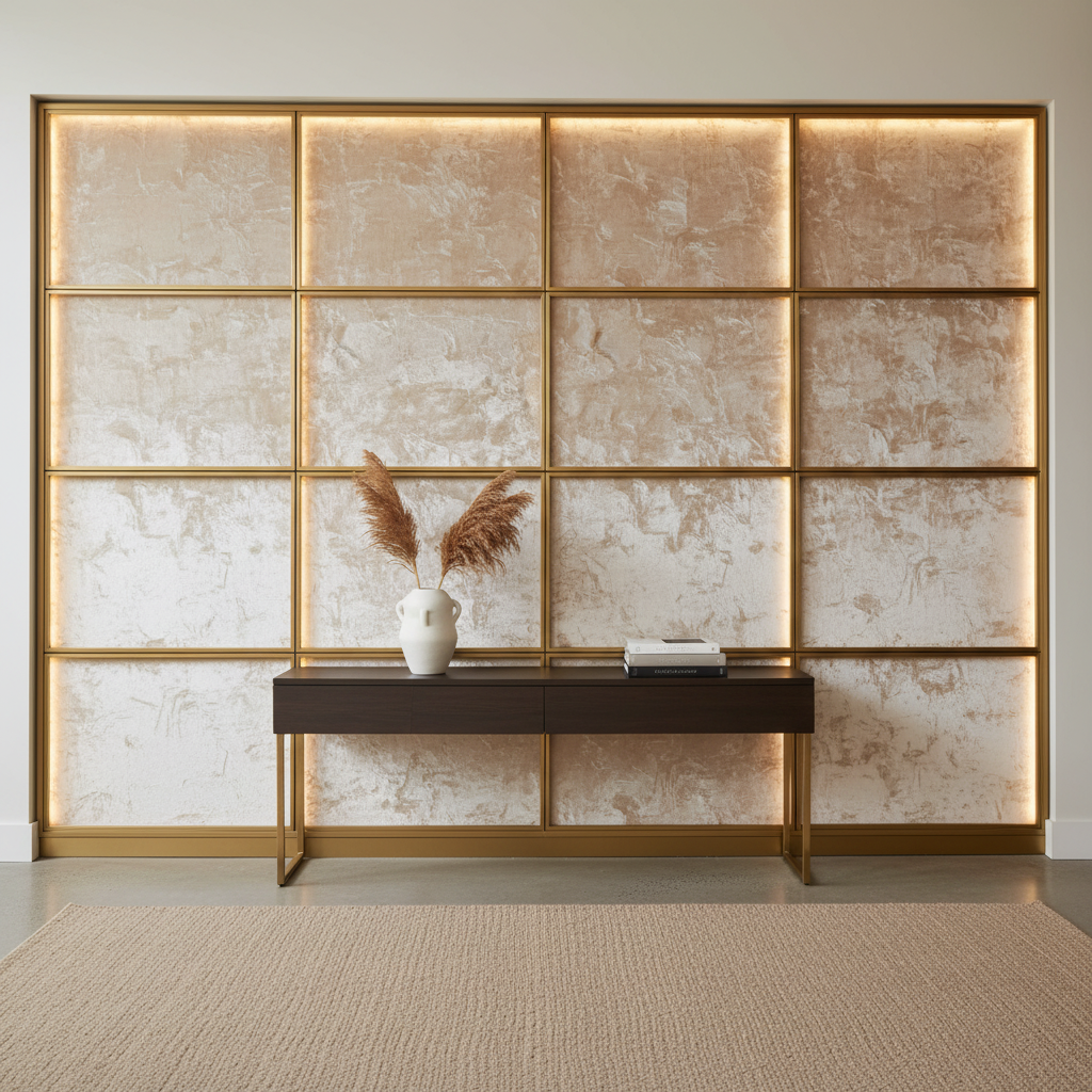 Crushed Velvet Texture Cream Pearl Upholstered Wall Panel | Architectural Fabrics