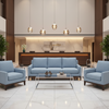 Brushed Linen Weave Sky Blue Upholstered Sofa | Architectural Fabrics