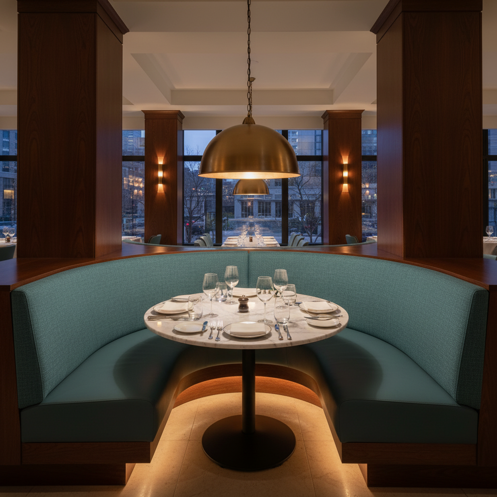 Amalfi - Teal Tide Indoor/Outdoor Vinyl Upholstered Banquette | Architectural Fabrics
