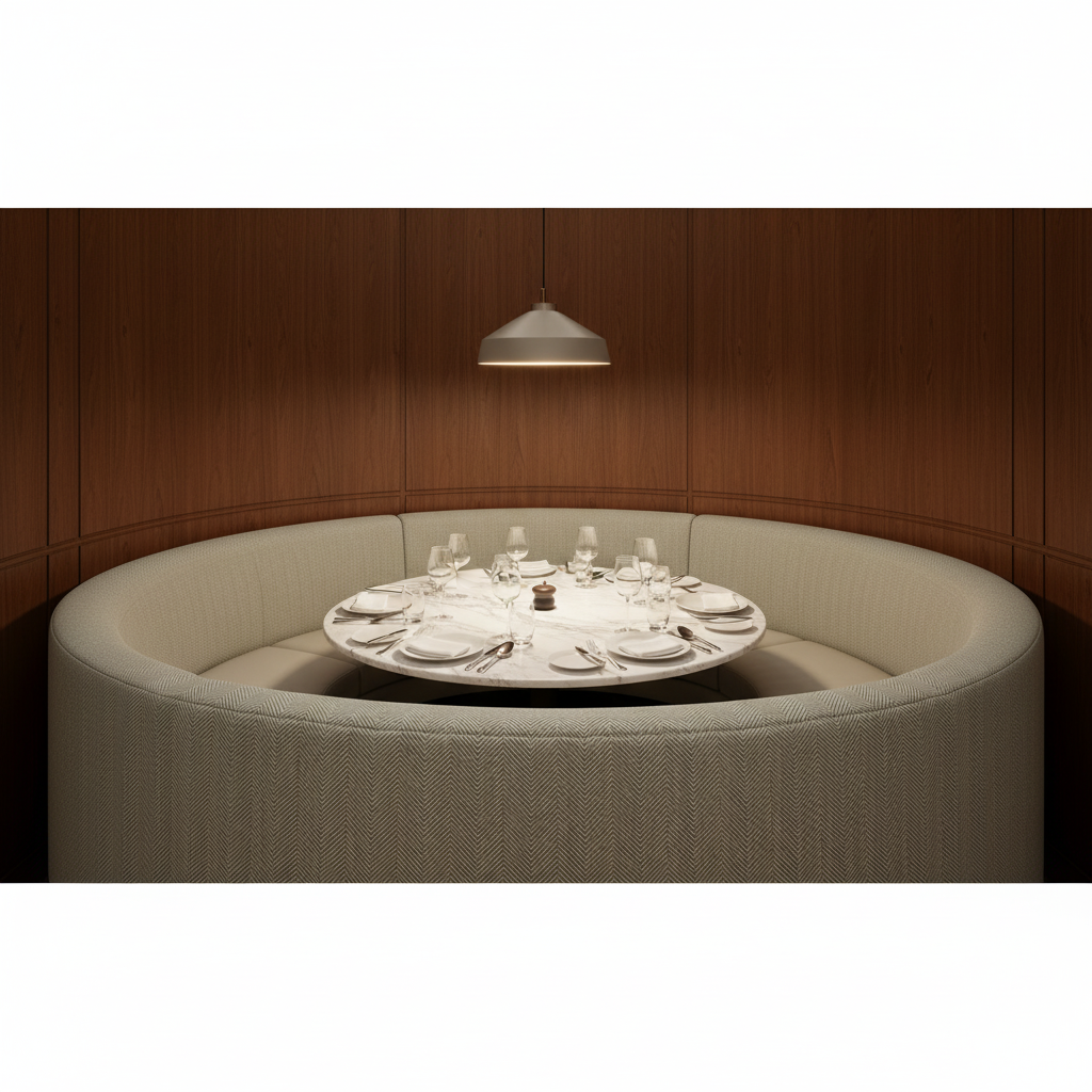 Acoustic - Greige Chevron Performance Vinyl Upholstered Banquette | Architectural Fabrics