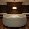 Woven Geometric Texture Aqua Mist Upholstered Banquette | Architectural Fabrics