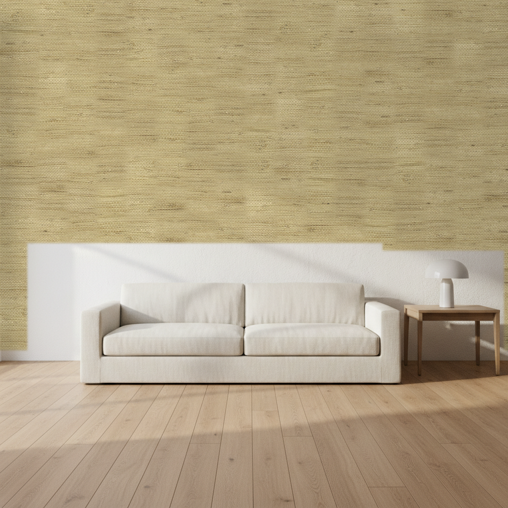 Nantucket Grasscloth Oat Wallcovering | Phillipe Romano room setting