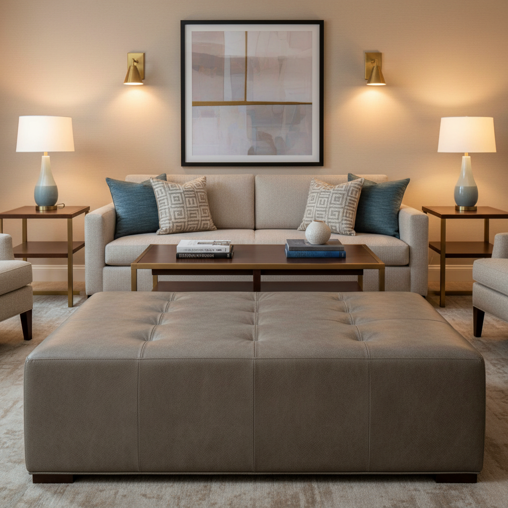Nassau - Flint Upholstered Ottoman | Architectural Fabrics