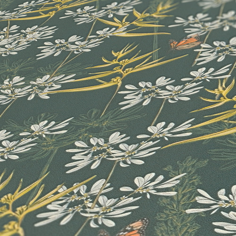 Drawn Into Nature Teal Wallcovering | AS Creation