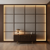 Brushed Linen Weave Soft Taupe Upholstered Wall Panel | Architectural Fabrics