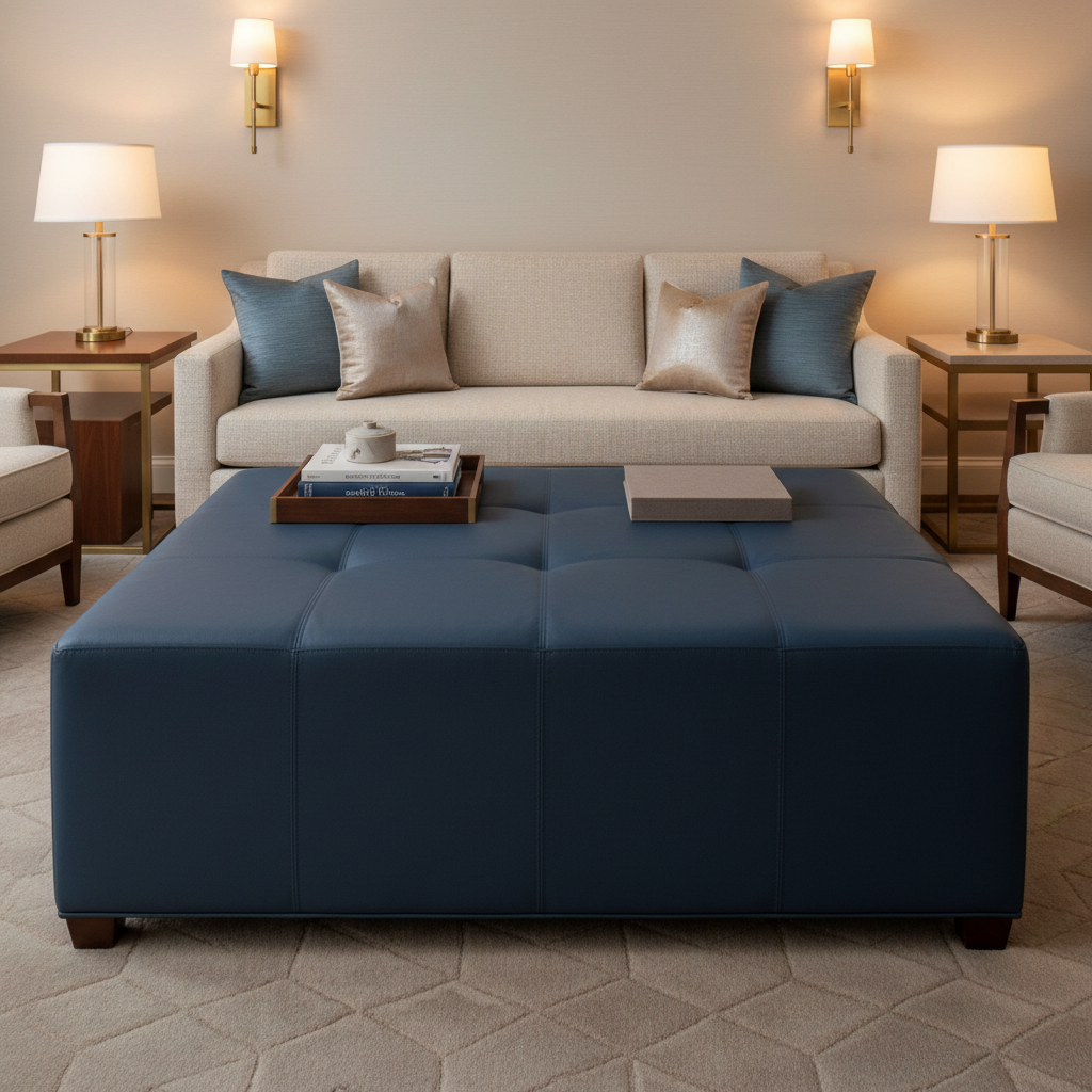 Soper Hole - Nightfall Upholstered Ottoman | Architectural Fabrics