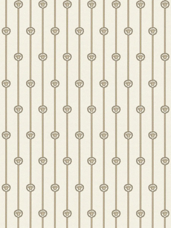 I Love Baroque Medusa Stripe Cream Gold Wallcovering | Versace