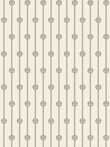 I Love Baroque Medusa Stripe Cream Gold Versace Wallcovering