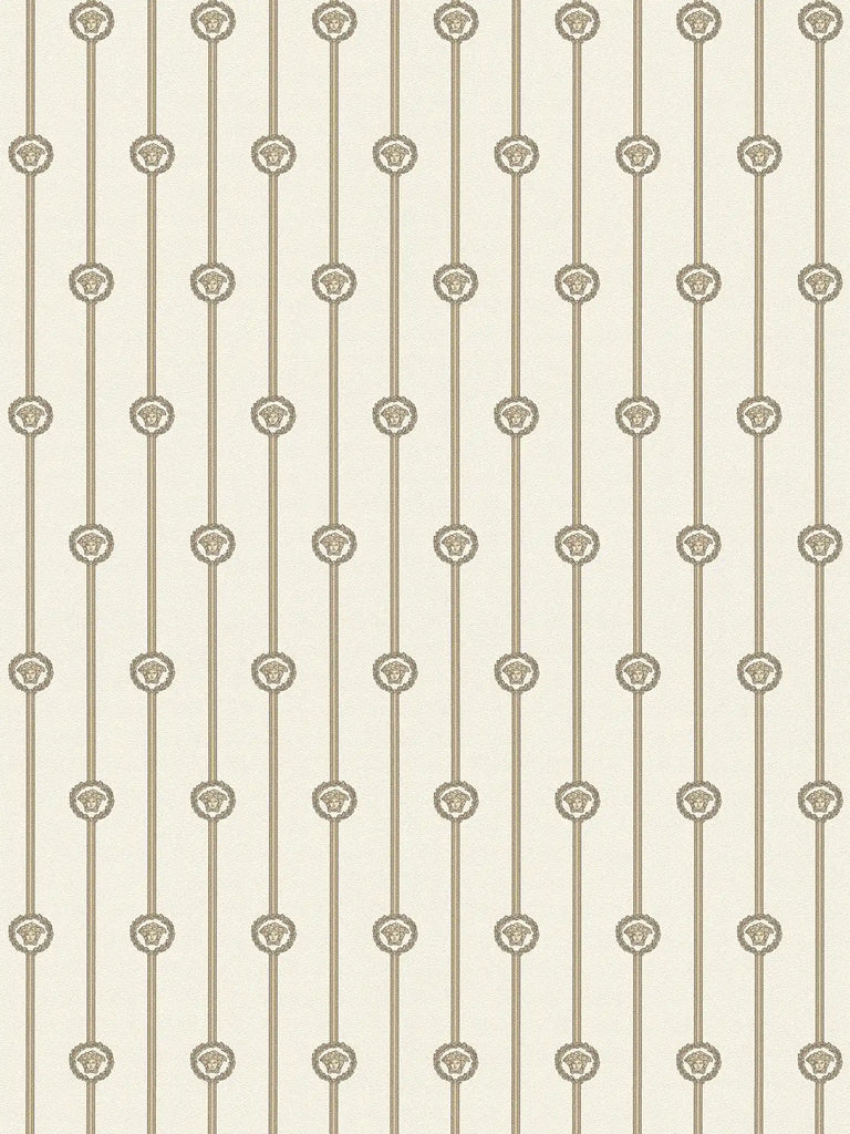 I Love Baroque Medusa Stripe Cream Gold Versace Wallcovering