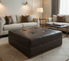 BALBOA - Ebony Hide Faux Leather Upholstered Ottoman | Architectural Fabrics