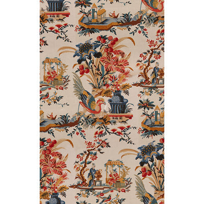 Le Lac - Red/Blue Burgundy/Red By Brunschwig & Fils | Le Jardin Chinois | Chinoiserie Multipurpose Print