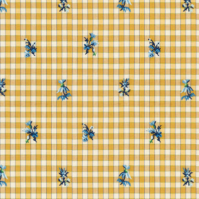 Samples and Purchasing available for La Seyne Fleuri - Sunflower Yellow By Brunschwig & Fils | Tresors De Jouy |Botanical & Floral Plaid / Check Upholstery Embroidery at Designer Wallcoverings and Fabrics