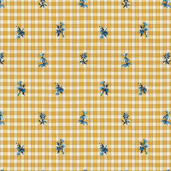 La Seyne Fleuri - Sunflower Yellow By Brunschwig & Fils | Tresors De Jouy |Botanical & Floral Plaid / Check Upholstery Embroidery
