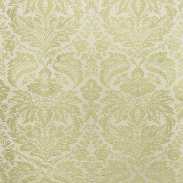 Damask Pierre - Lichen Celery By Brunschwig & Fils | B&F Showroom Exclusive 2019 | Damask Upholstery Silk