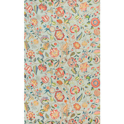 Aravali - Aqua/Rose Beige By Brunschwig & Fils | Maisonnette |Botanical & Floral Jacobeans Multipurpose Print