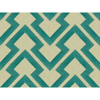 Lightning Bolt - Turquoise Beige By Brunschwig & Fils | Maisonnette | Geometric Upholstery Embroidery