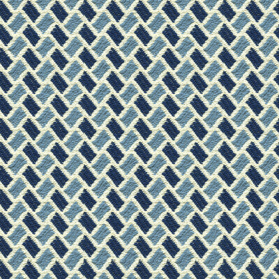 New Briquetage - Sky/Indigo Blue By Brunschwig & Fils | Les Tropiques |Geometric Small Scale Upholstery