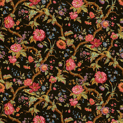 Arbre Fleuri - Chocolat Multi By Brunschwig & Fils | Les Tropiques |Botanical & Floral Jacobeans Multipurpose Print