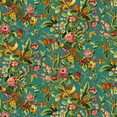Pheasans - Blue Multi By Brunschwig & Fils | Les Tropiques |Botanical & Floral Flora & Fauna Multipurpose Print