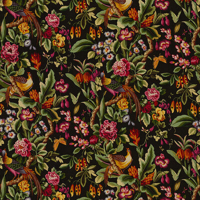 Samples and Purchasing available for Pheasans - Chocolat Multi By Brunschwig & Fils | Les Tropiques |Botanical & Floral Flora & Fauna Multipurpose Print at Designer Wallcoverings and Fabrics