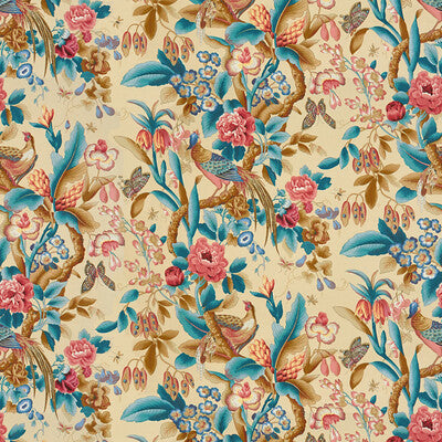 Samples and Purchasing available for Les Faisans - Creme Multi By Brunschwig & Fils | Les Tropiques | Botanical & Floral Multipurpose Print at Designer Wallcoverings and Fabrics