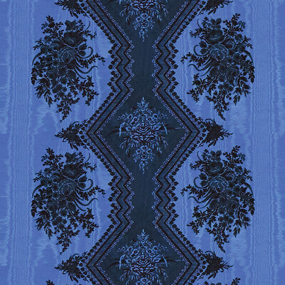 Samples and Purchasing available for Coppelia Moire - Bleu Dark Blue By Brunschwig & Fils | Madeleine Castaing | Damask Multipurpose Print at Designer Wallcoverings and Fabrics