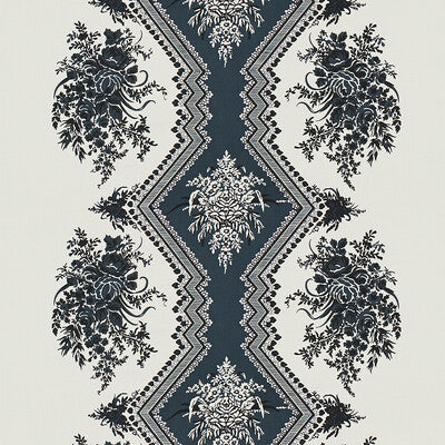 Coppelia Satin - White Black By Brunschwig & Fils | Madeleine Castaing | Botanical & Floral Multipurpose Print