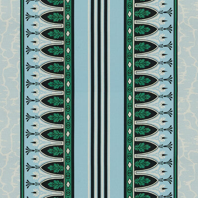 Samples and Purchasing available for Lola Montez - Emerald/Aqua Turquoise By Brunschwig & Fils | Madeleine Castaing | Stripes Multipurpose Print at Designer Wallcoverings and Fabrics