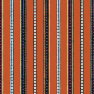 Samples and Purchasing available for Rayure Broderie - Orange Multi By Brunschwig & Fils | Madeleine Castaing | Stripes Upholstery Jacquards at Designer Wallcoverings and Fabrics