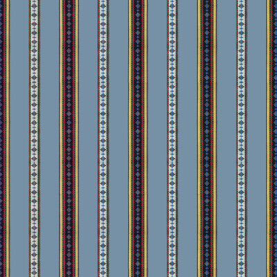 Samples and Purchasing available for Rayure Broderie - Bleu Multi By Brunschwig & Fils | Madeleine Castaing | Stripes Upholstery Jacquards at Designer Wallcoverings and Fabrics