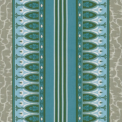 Samples and Purchasing available for Lola Montez - Bleu/Grey Blue By Brunschwig & Fils | Madeleine Castaing | Stripes Multipurpose Print at Designer Wallcoverings and Fabrics