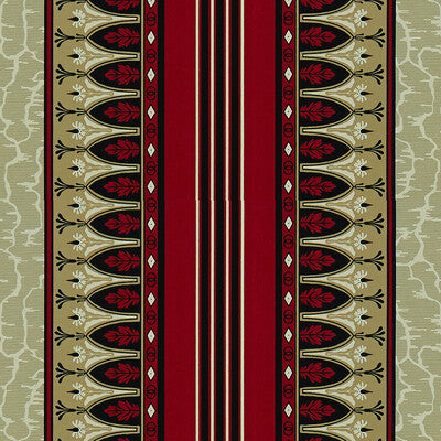 Samples and Purchasing available for Lola Montez - Red Red By Brunschwig & Fils | Madeleine Castaing | Stripes Multipurpose Print at Designer Wallcoverings and Fabrics