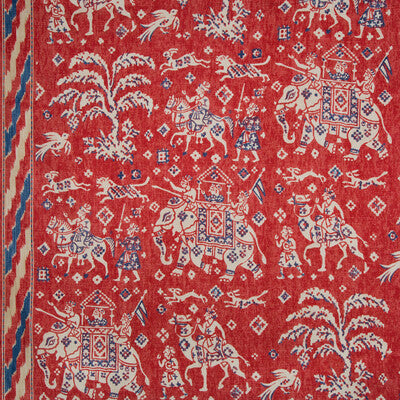 Aralam Print - Flame/Cadet Red By Brunschwig & Fils | Cape Comorin |Animal/Insects Global Multipurpose Print