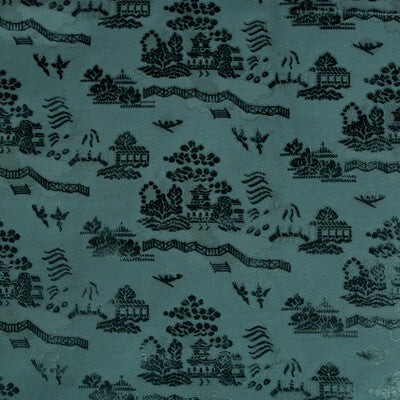 La Pagode Velvet - Teal Teal By Brunschwig & Fils | Les Ensembliers | Chinoiserie Upholstery Velvet